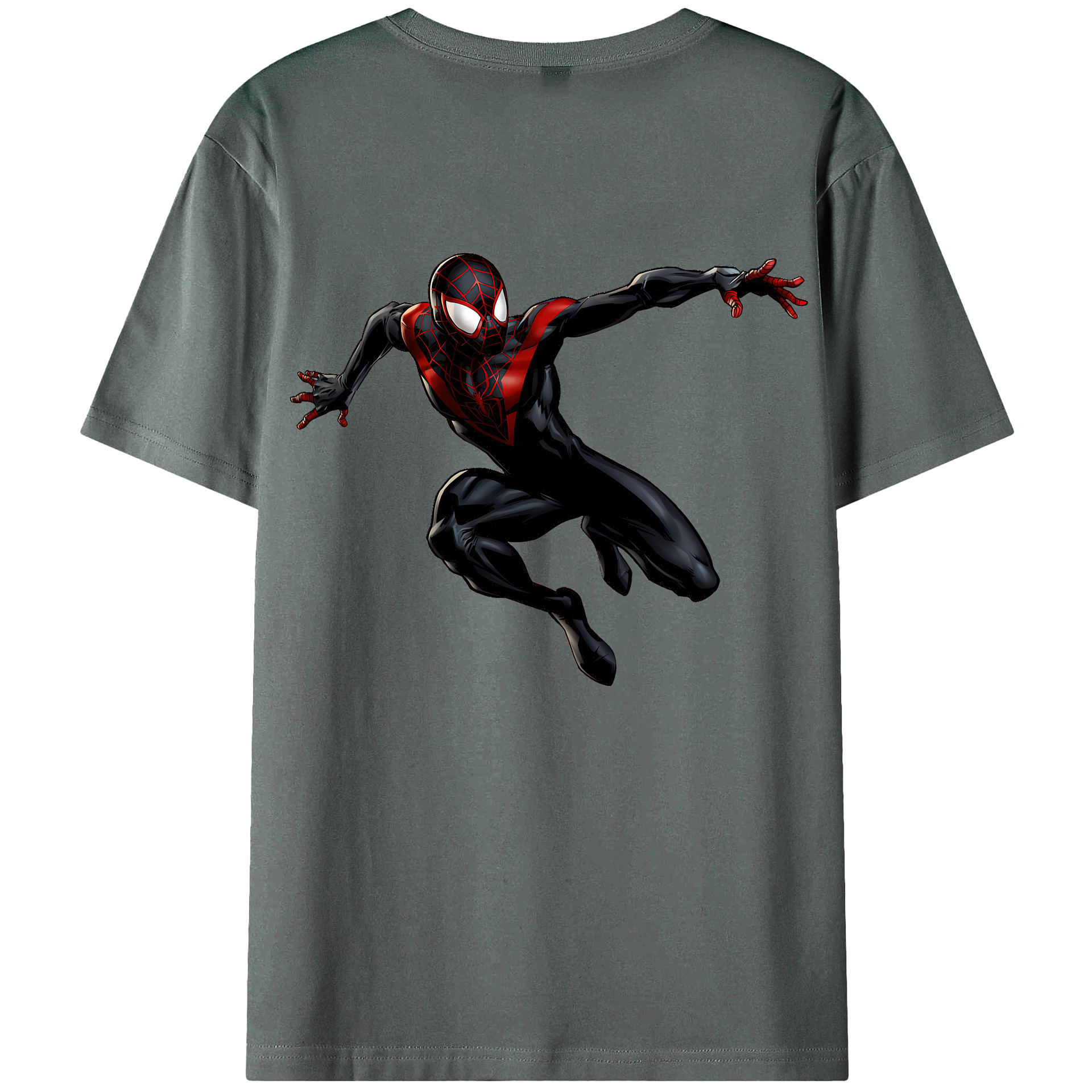 （画像用） Spider Man スパイダーマン 綿100％ メンズ半袖Tシャツ（バックプリント） 通気性